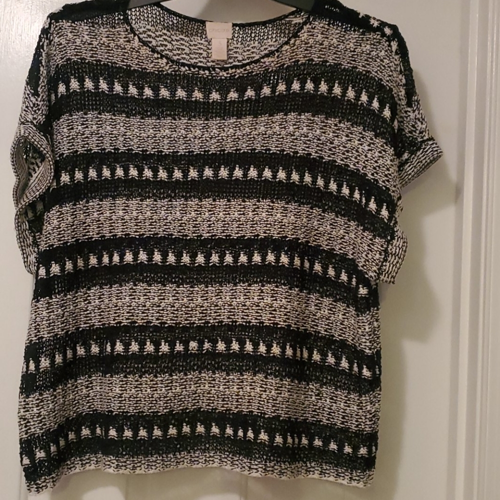 Chicos Woven Cotton Sweater Size 3